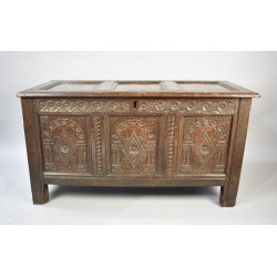 Late 17th/Early 18th Century Carved Oak Coffer